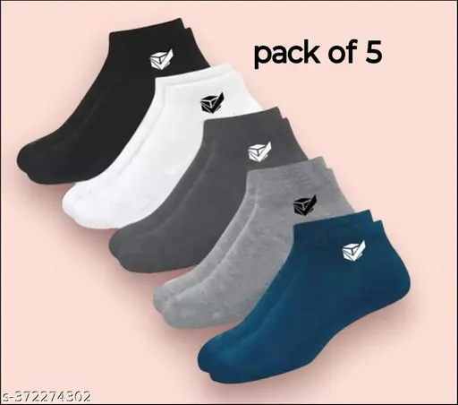 Fashionable Latest Multicolour Men Ankle Length socks Pack of 5